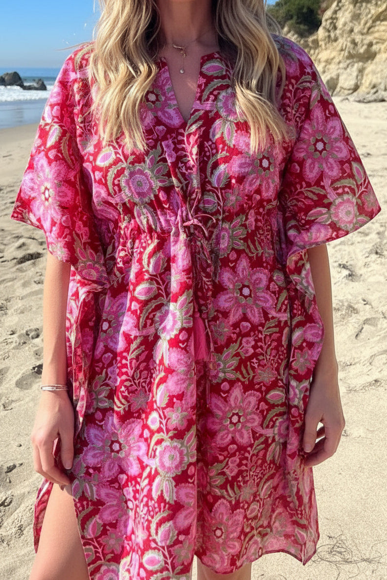 MALIBU PINK FLORAL COVER UP
