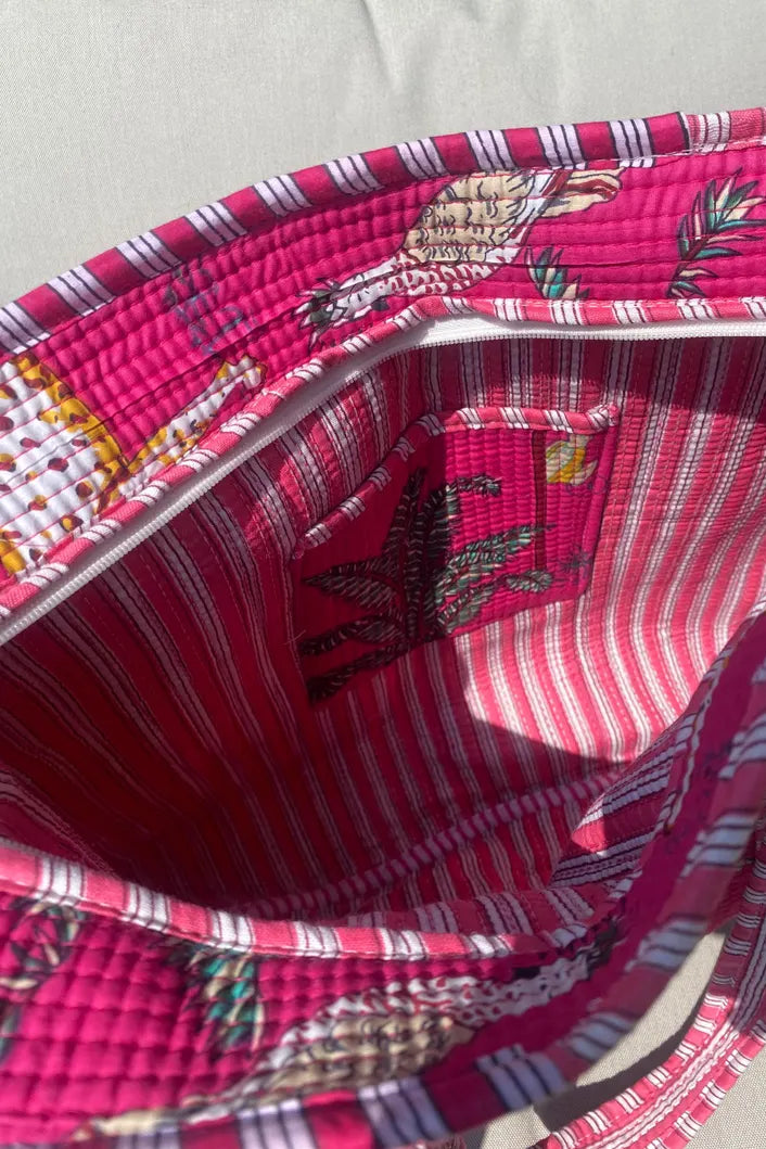 ELSA PINK BLOCK PRINT TOTE