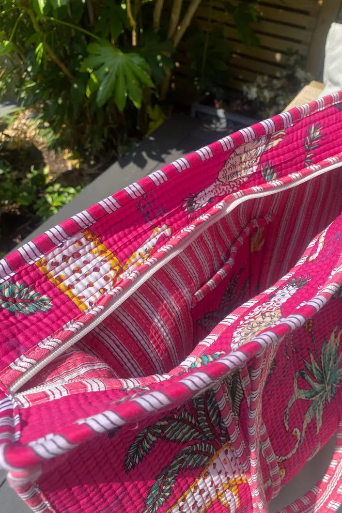 ELSA PINK BLOCK PRINT TOTE