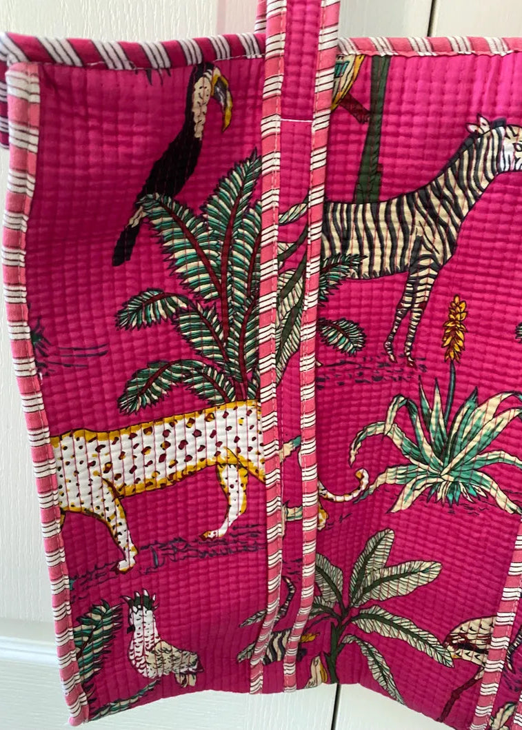 ELSA PINK BLOCK PRINT TOTE