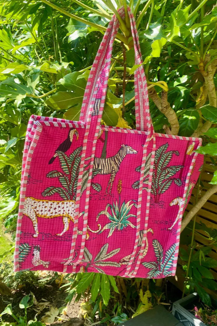 ELSA PINK BLOCK PRINT TOTE