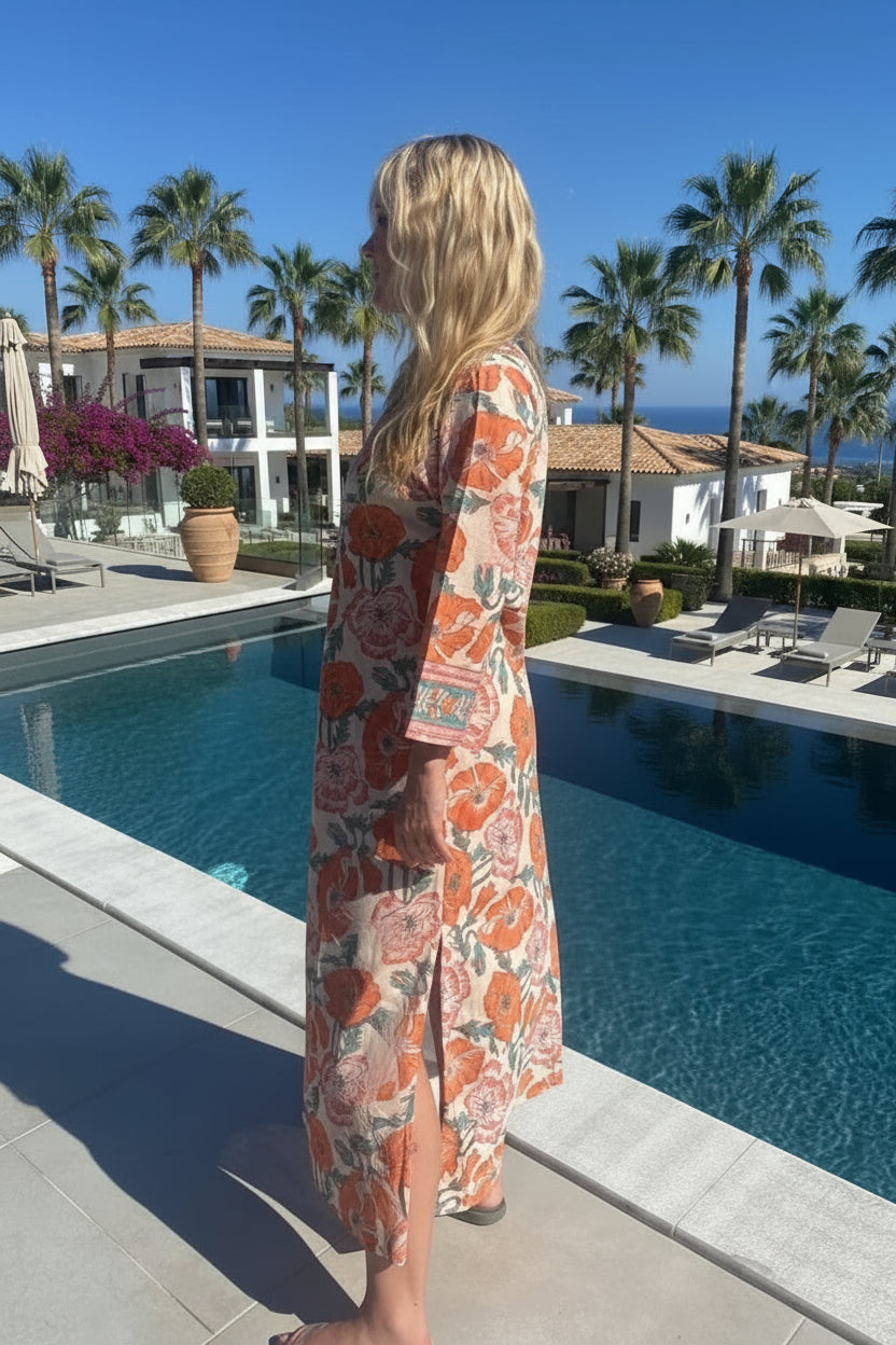 MAYA FLORAL COTTON KAFTAN