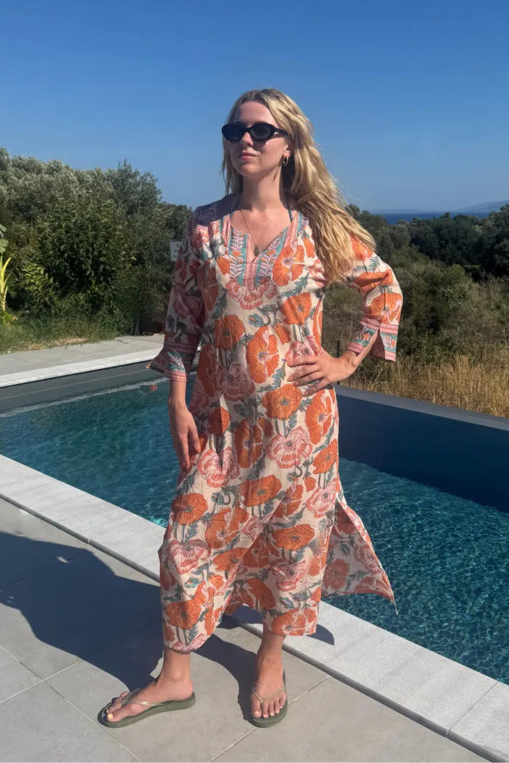 maya floral cotton kaftan