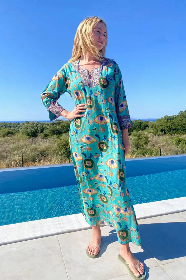 JADE FLORAL COTTON KAFTAN