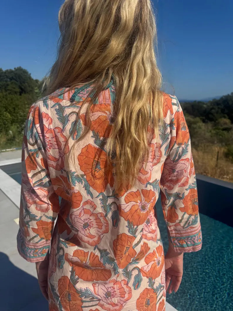 MAYA FLORAL COTTON KAFTAN