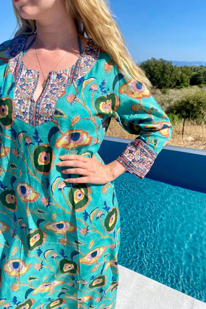 JADE FLORAL COTTON KAFTAN