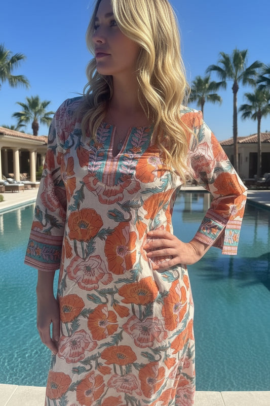 MAYA FLORAL COTTON KAFTAN