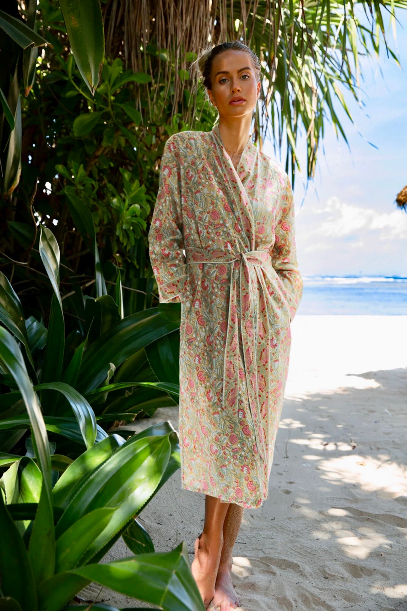 PROVENÇAL FLORAL BLOCK PRINT ROBE